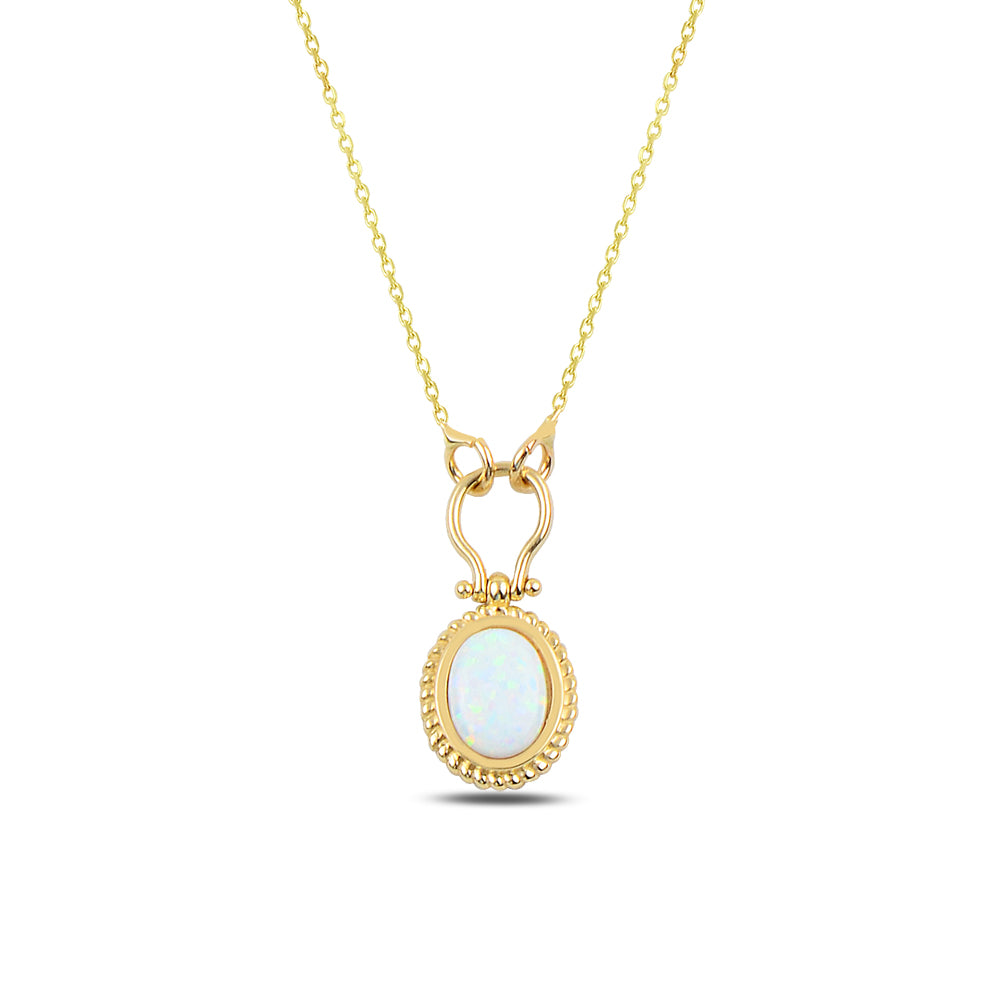 14K Solid Gold  Moon Stone Necklace