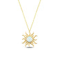 14K Solid Gold Moon Stone Sun Necklace