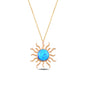 14K Solid Gold Blue Stone Sun Necklace