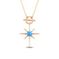 14K Solid Gold Blue Stone Polar Star Necklace