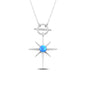 14K Solid Gold Blue Stone Polar Star Necklace