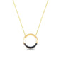 14K Solid Gold Black Stone Circle Necklace