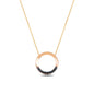 14K Solid Gold Black Stone Circle Necklace