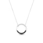 14K Solid Gold Black Stone Circle Necklace