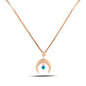 14K Solid Gold Evil Eye Moon Necklace