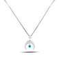 14K Solid Gold Evil Eye Moon Necklace