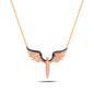 14K Solid Gold Black Stone Wings Sword Necklace