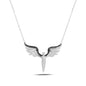 14K Solid Gold Black Stone Wings Sword Necklace