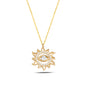 14K Solid Gold Eye Sun Necklace