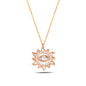 14K Solid Gold Eye Sun Necklace