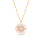 14K Solid Gold Zircon Stone Sun Necklace