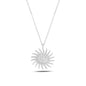 14K Solid Gold Zircon Stone Sun Necklace