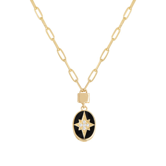 14K Solid Gold Pole Star Necklace