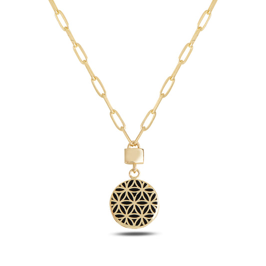 14K Solid Gold Flower of Life Necklace