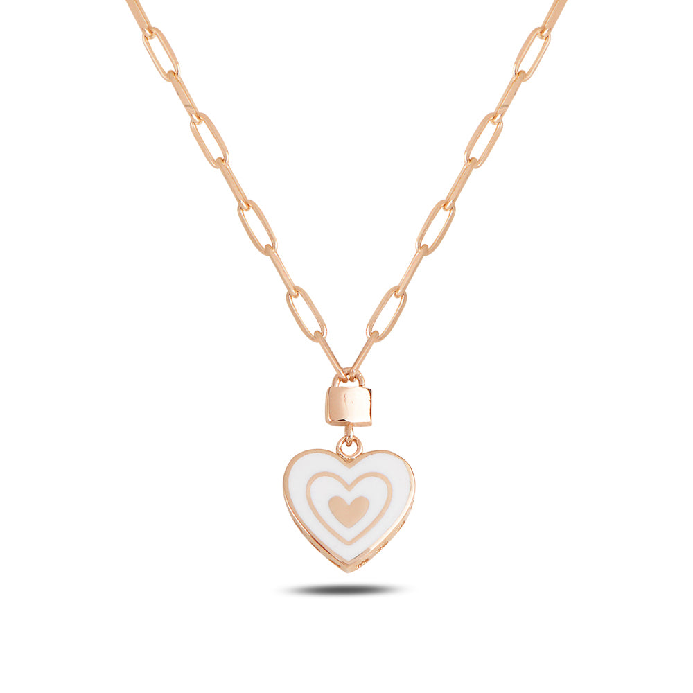 14K Solid Gold Enamel Heart Necklace