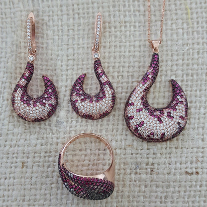 925 Sterling Silver Art Deco Hook Jewellery Set