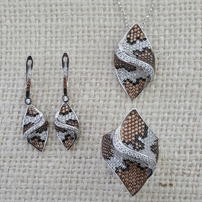 925 Sterling Silver Snake Pattern Jewellery Set