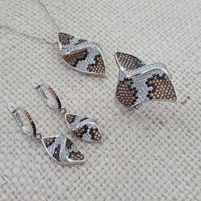 925 Sterling Silver Snake Pattern Jewellery Set