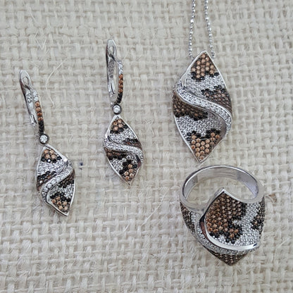 925 Sterling Silver Snake Pattern Jewellery Set