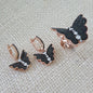 925 Sterling Silver Butterfly Black Stone Animal Jewellery Set