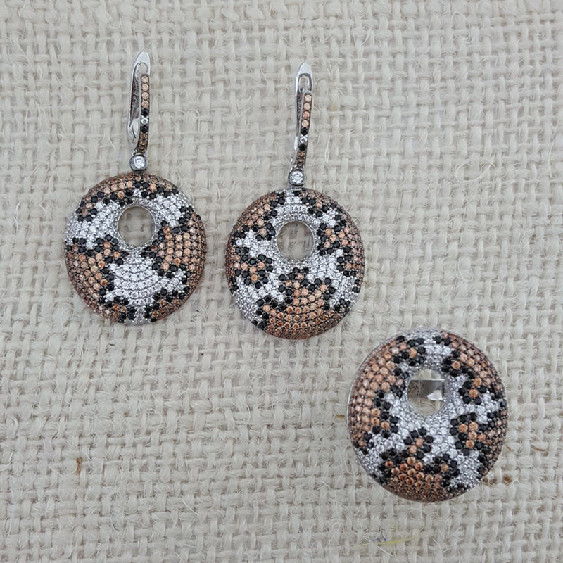 925 Sterling Silver Leopar Pattern Jewellery Set