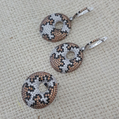 925 Sterling Silver Leopar Pattern Jewellery Set