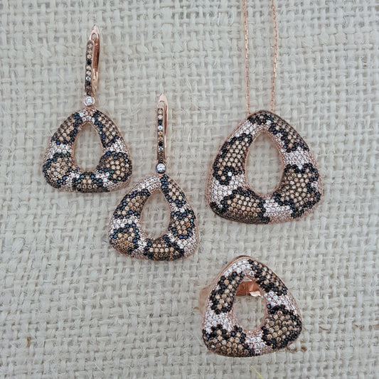 925 Sterling Silver Leopar Pattern Jewellery Set