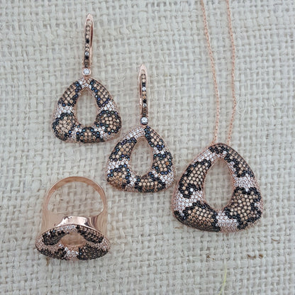 925 Sterling Silver Leopar Pattern Jewellery Set