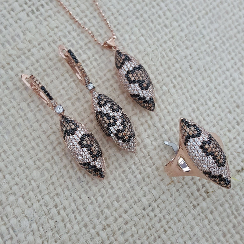 925 Sterling Silver Leopar Pattern Jewellery Set