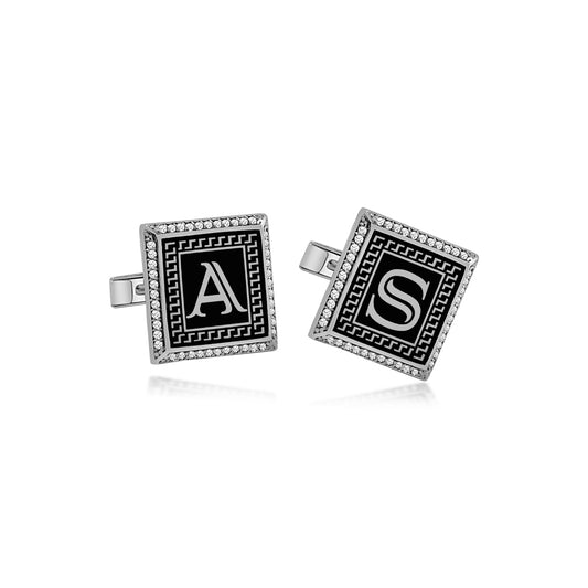 925 Sterling Silver Custom Id Square Cufflinks for Men