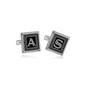 925 Sterling Silver Custom Id Square Cufflinks for Men