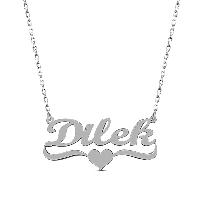 925 Sterling Silver Custom Name Heart Necklace