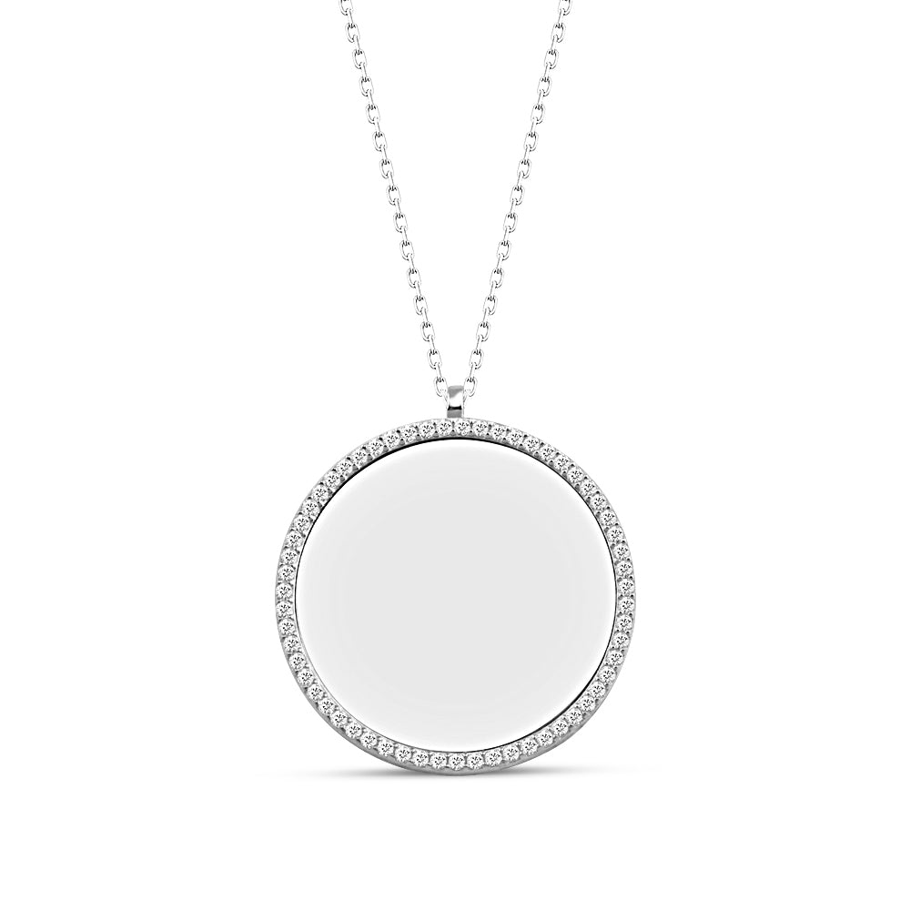 925 Sterling Silver Custom Name Zircon Stone Round Necklace