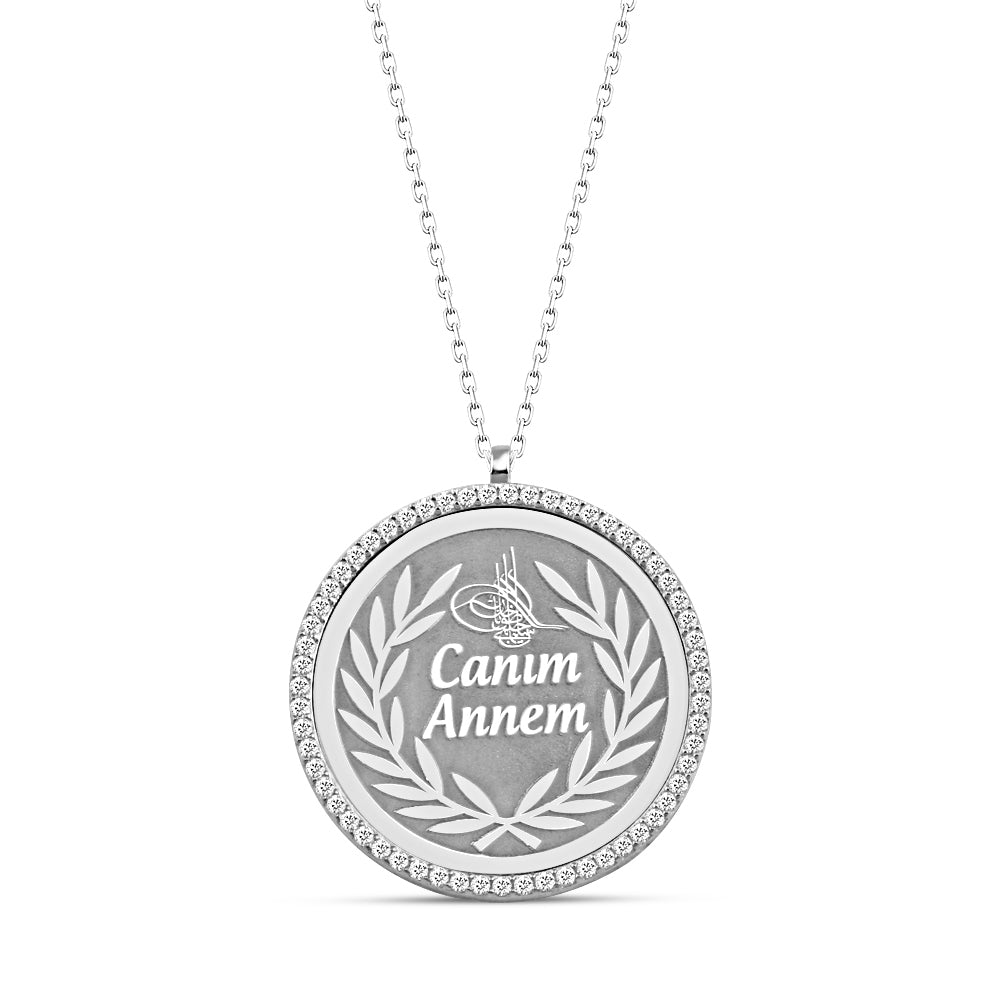 925 Sterling Silver Custom Name Round Necklace