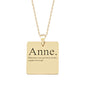 925 Sterling Silver Word and Meaning Square Plate Necklace