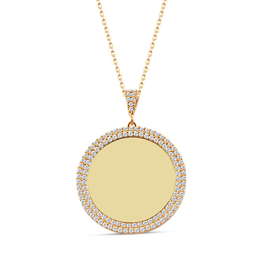 925 Sterling Silver Custom Id Zircon Stone Round Necklace