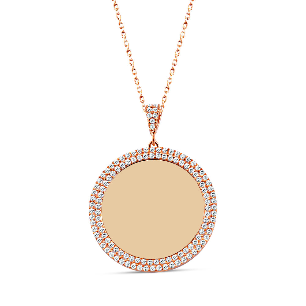 925 Sterling Silver Custom Id Zircon Stone Round Necklace