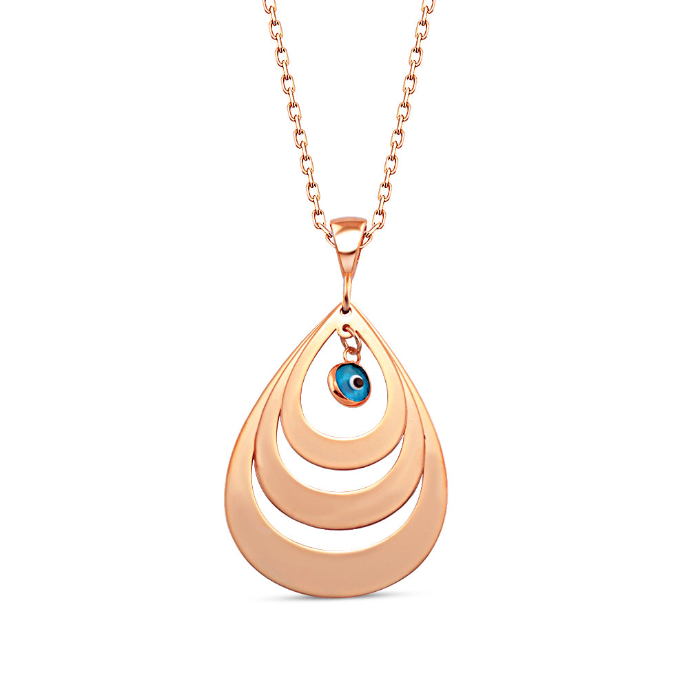 925 Sterling Silver Personalized Tear Drop Evil Eye Necklace