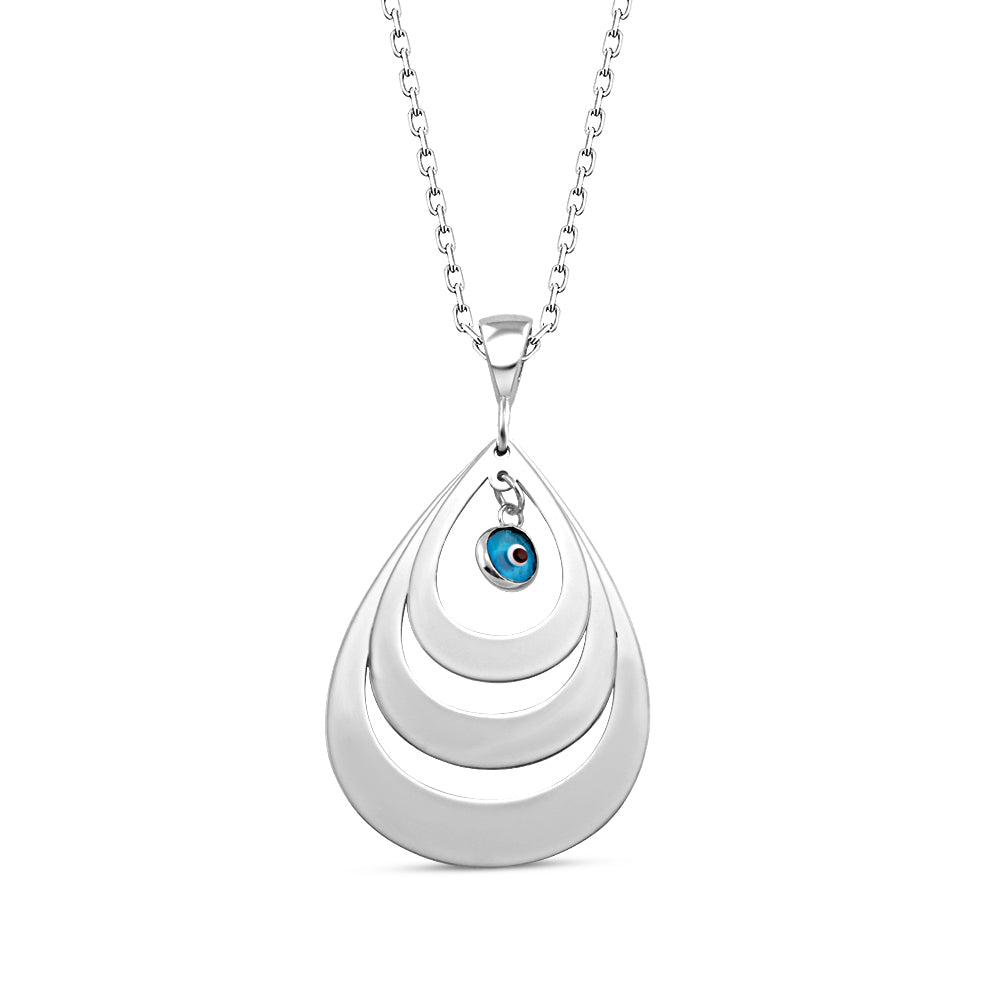 925 Sterling Silver Personalized Tear Drop Evil Eye Necklace