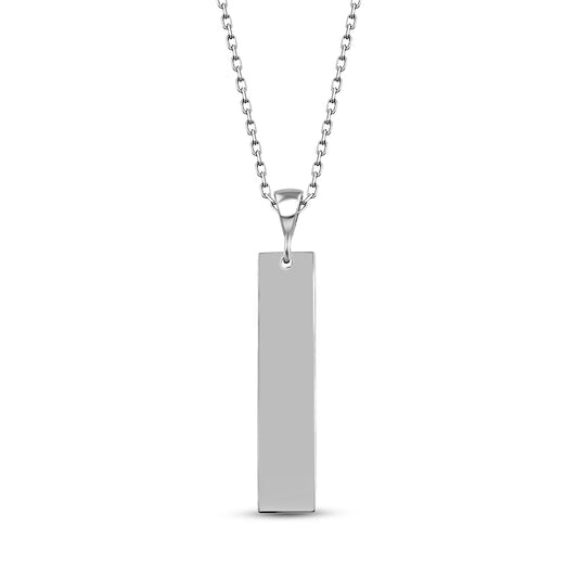 925 Sterling Silver Personalized Vertical Plate Necklace