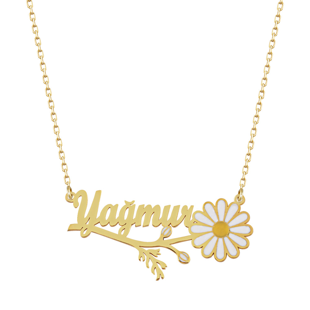 925 Sterling Silver Custom Name Daisy Necklace