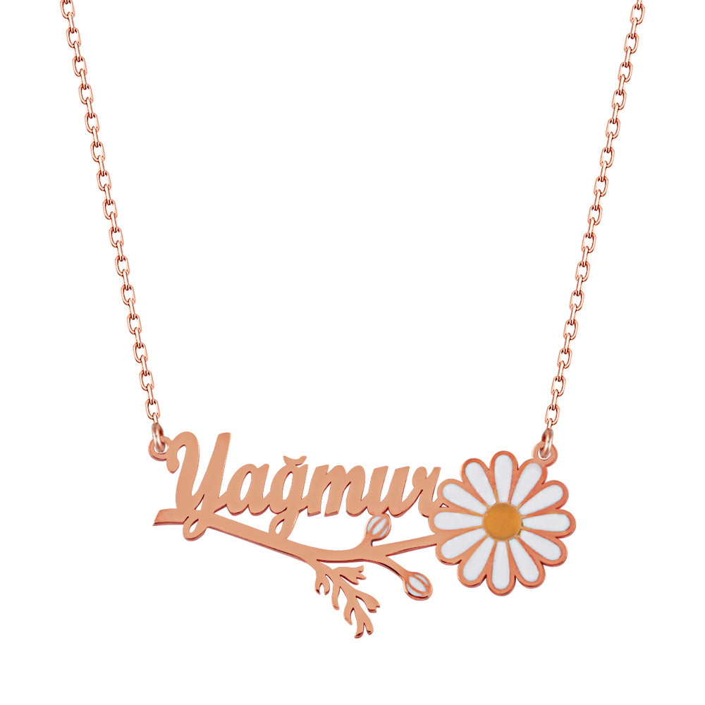 925 Sterling Silver Custom Name Daisy Necklace