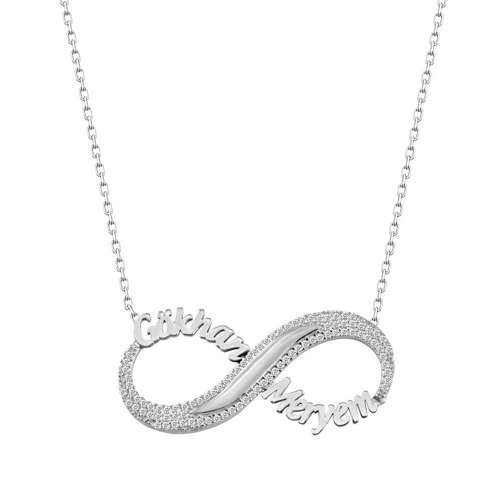 925 Sterling Silver Custom Name Eternity Necklace