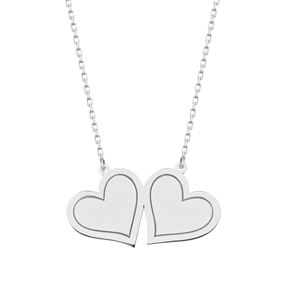 925 Sterling Silver Personalized Double Heart Necklace