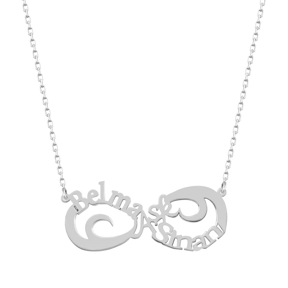 925 Sterling Silver Custom Name Eternity Heart Necklace