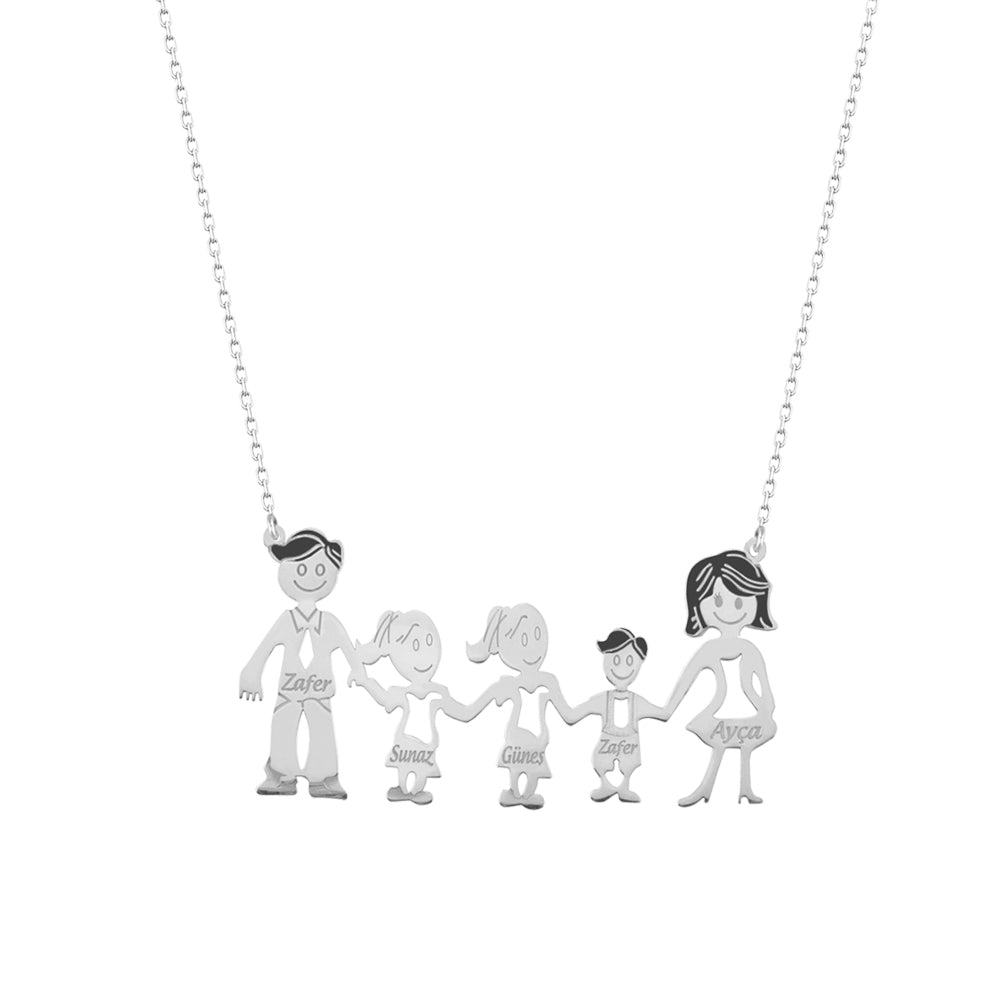 925 Sterling Silver Custom Name Family Necklace