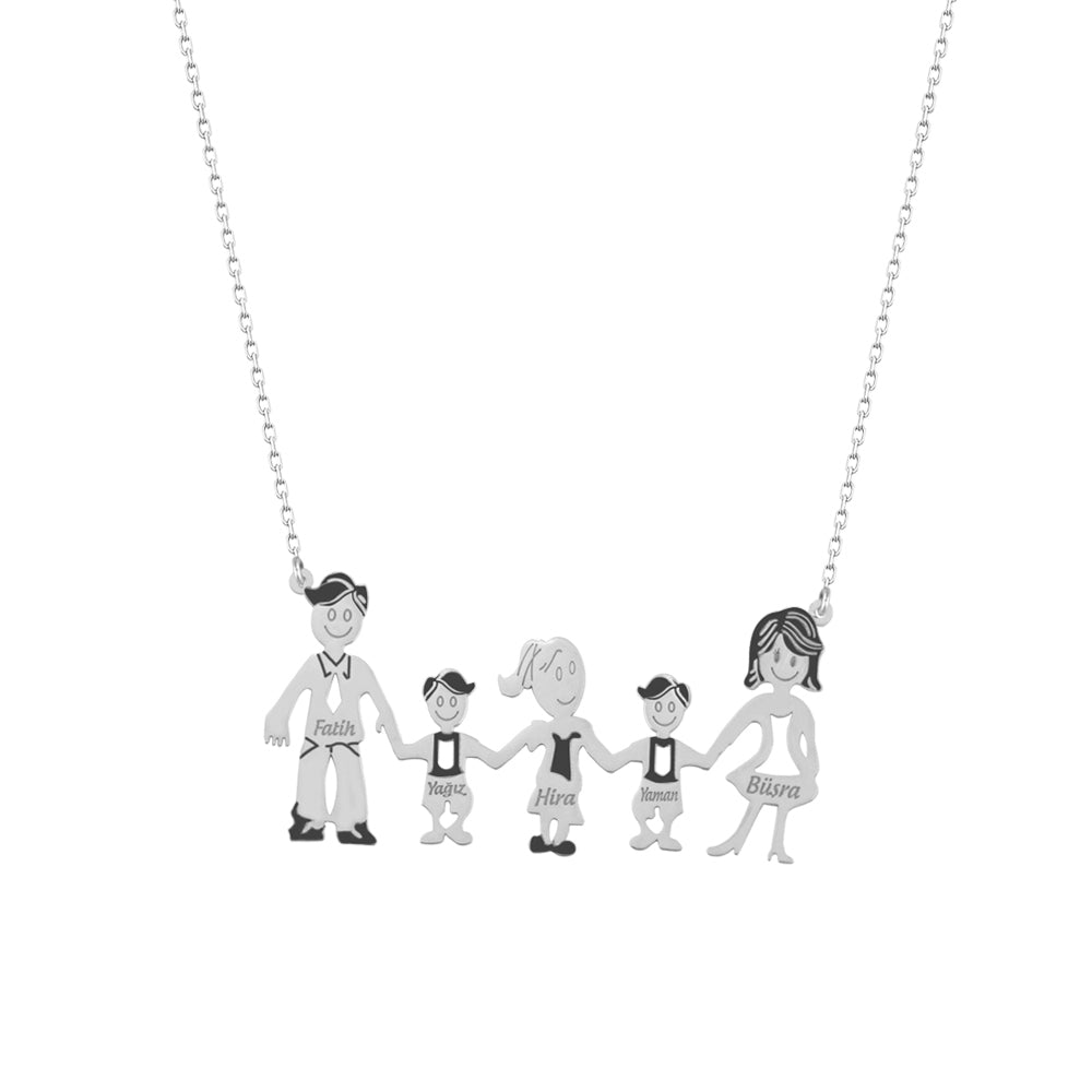 925 Sterling Silver Custom Name Family Necklace