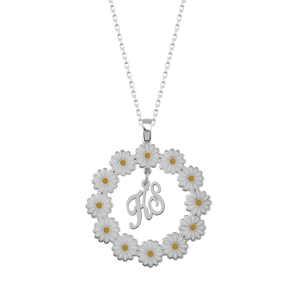 925 Sterling Silver Custom Id Daisy Necklace