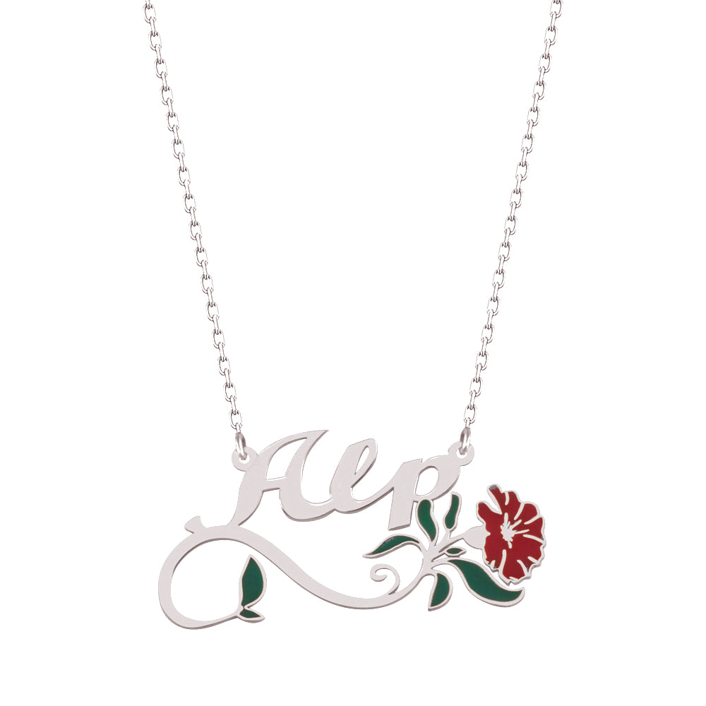 925 Sterling Silver Custom Name Flower Necklace