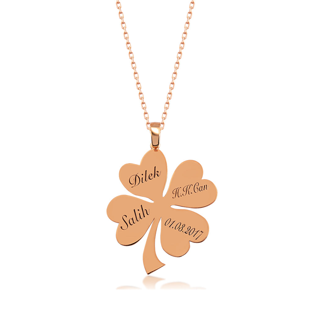 925 Sterling Silver Custom Name Clover Necklace